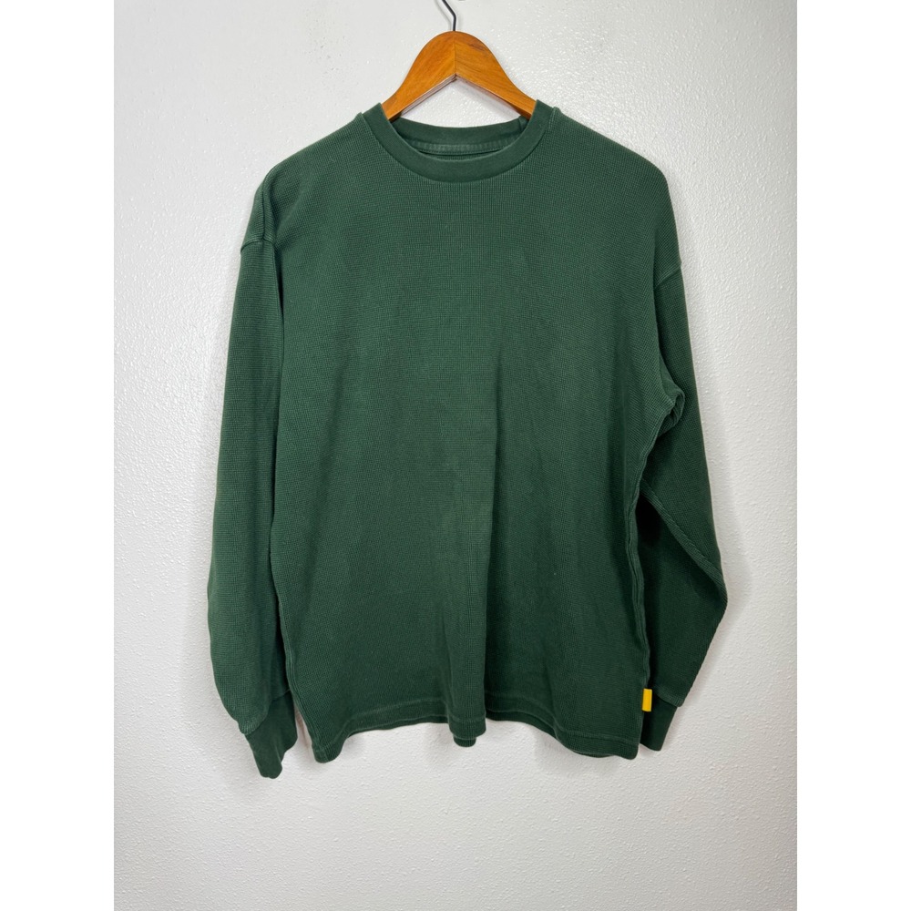 Yellow Label Co Green‎ Waffle Knit Henley Size Small
